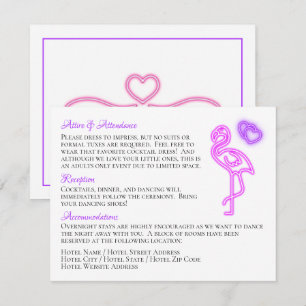 Tarjeta de detalles del Boda Flamingo & Heart Fun