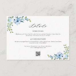 tarjeta de detalles del boda floral azul