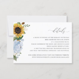 Tarjeta de detalles del Boda Floral Azul Dusty Sun