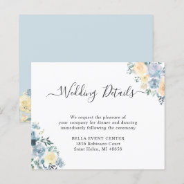 Tarjeta de detalles del Boda floral azul Pastel de