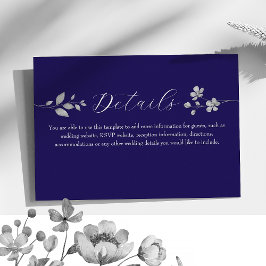 Tarjeta de detalles del Boda floral azul real