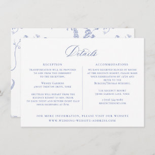 Tarjeta de detalles del Boda Floral Azul Regency