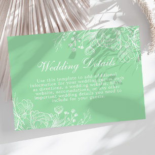 Tarjeta de detalles del Boda floral blanco moderno