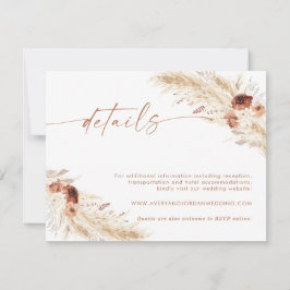 Tarjeta de detalles del Boda floral Boho | Sitio w