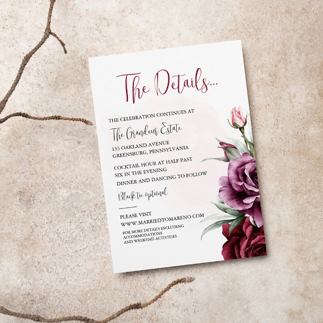Tarjeta de detalles del Boda Floral Burgundy Green (Subido por el creador)