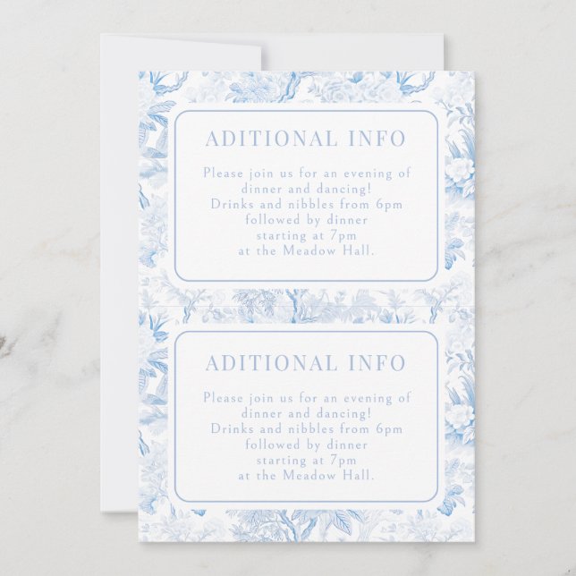 Tarjeta de detalles del Boda floral Chinoiserie az (Anverso)