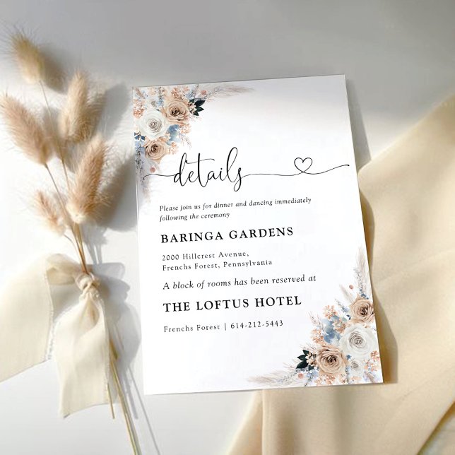 Tarjeta De Detalles Del Boda Floral De Boho Marfil (Subido por el creador)