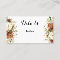 Tarjeta de detalles del boda floral de caída