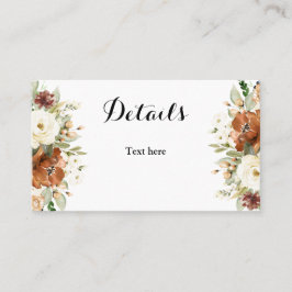 Tarjeta de detalles del boda floral de caída
