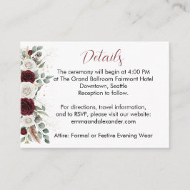 Tarjeta de detalles del Boda floral de Rubor en Bo