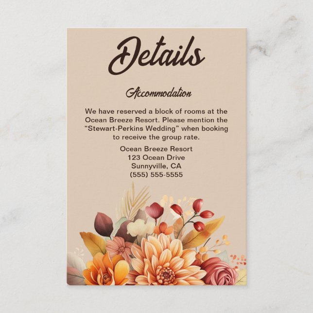 Tarjeta de detalles del Boda floral de terracota l (Anverso)