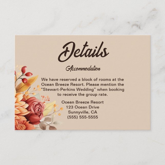 Tarjeta de detalles del Boda floral de terracota l (Anverso)