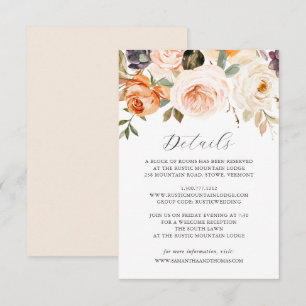 Tarjeta de detalles del Boda floral del Naranja de