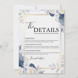 Tarjeta de detalles del Boda Floral Dusty Blue y G