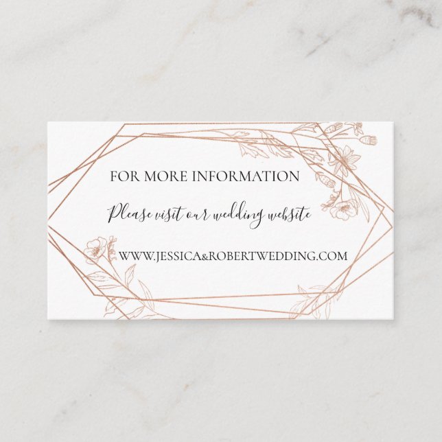 Tarjeta de detalles del Boda floral geométrico Moo (Anverso)