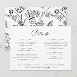 Tarjeta de detalles del Boda floral negro Regency