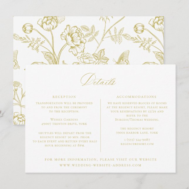 Tarjeta de detalles del Boda Floral Regency Era Go (Anverso / Reverso)