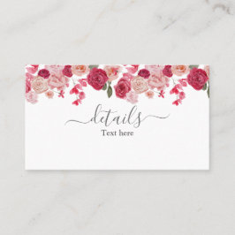 Tarjeta de detalles del Boda floral rosa magenta