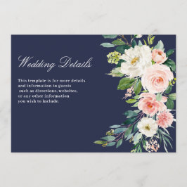 tarjeta de detalles del boda floral rosa rosa mode