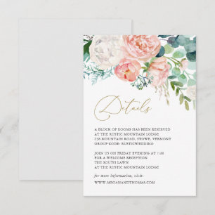 Tarjeta de detalles del Boda floral Rubor Garden