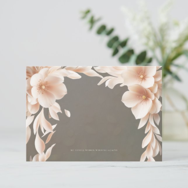 tarjeta de detalles del boda floral taupe brown, d (Anverso de pie)