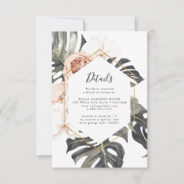 Tarjeta de detalles del Boda floral tropical Boho