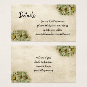 Tarjeta de detalles del Boda floral Vintage Daisie