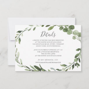 Tarjeta de detalles del Boda Foliage Greenery