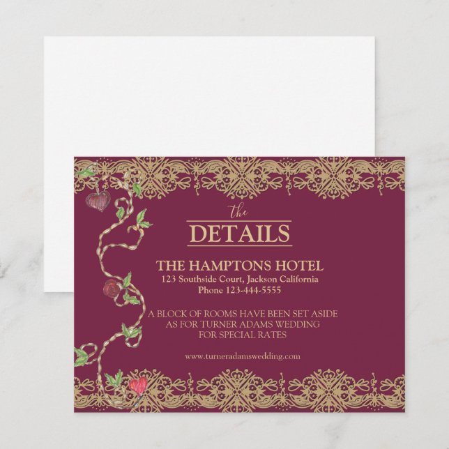 Tarjeta de detalles del Boda gótico (Anverso / Reverso)