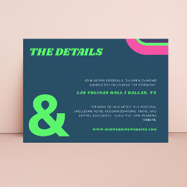 Tarjeta de detalles del Boda Groovy Verde azulada 