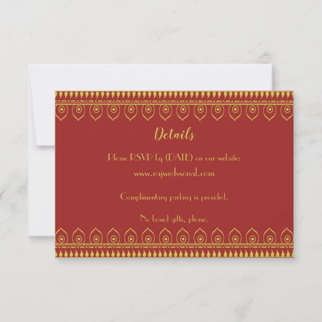 Tarjeta de detalles del Boda hindú Ganesh (Anverso)