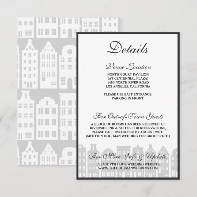 Tarjeta de detalles del Boda holandés del canal de (Anverso / Reverso)