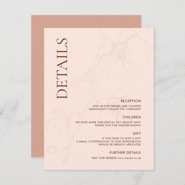 Tarjeta de detalles del Boda Latté Orchid moderno  (Anverso / Reverso)