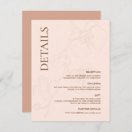 Tarjeta de detalles del Boda Latté Orchid moderno 