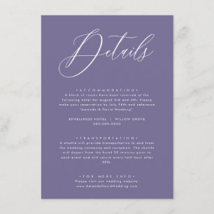 Tarjeta de detalles del Boda Lavender Purple Lilac