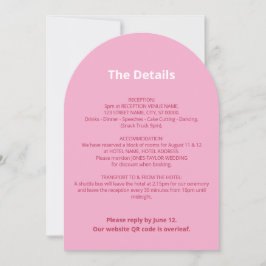 Tarjeta de detalles del Boda magenta rosa de códig