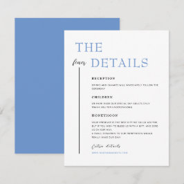 Tarjeta de detalles del Boda Minimalista azul mode