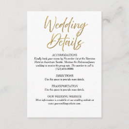 Tarjeta de detalles del Boda Minimalista blanco y 