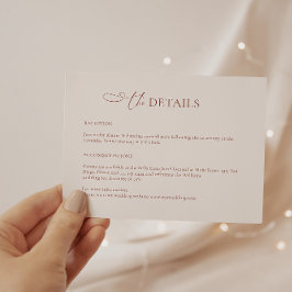 Tarjeta de detalles del Boda minimalista Boho Terr