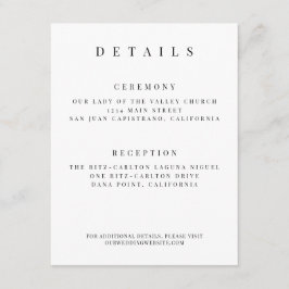 Tarjeta de detalles del Boda minimalista - Persona