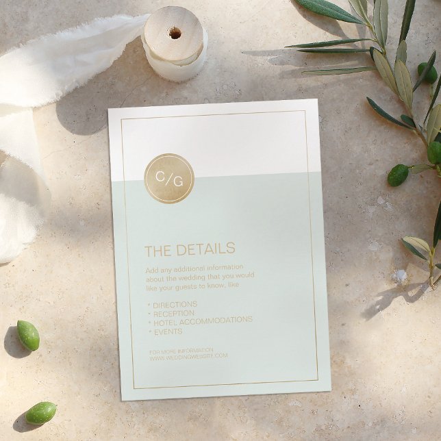 Tarjeta de detalles del boda moderno modificable e (Color editable modern wedding details card)