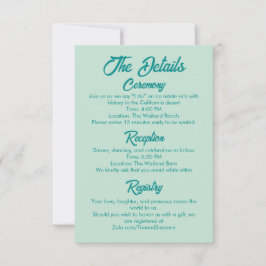 Tarjeta de detalles del Boda moderno occidental au