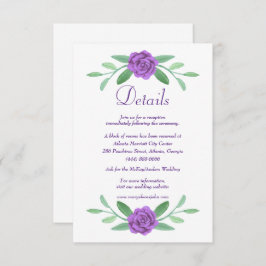 Tarjeta de detalles del Boda Morado Blue Diamond B