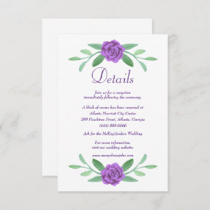 Tarjeta de detalles del Boda Morado Blue Diamond B