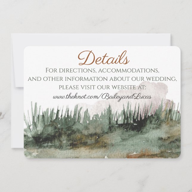Tarjeta de detalles del Boda Mountain View (Anverso)