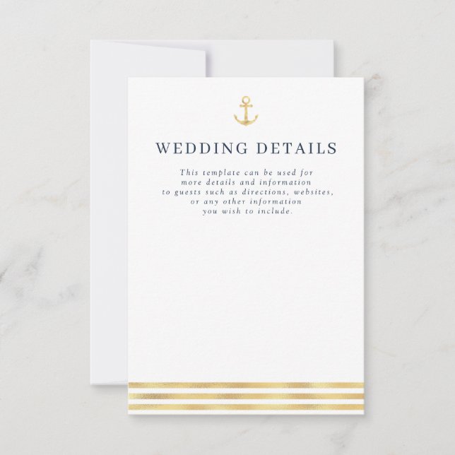 tarjeta de detalles del boda náutico moderno (Anverso)