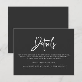 Tarjeta de detalles del Boda negro moderno PRIYA