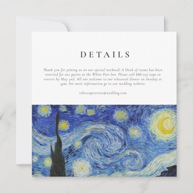 Tarjeta de detalles del Boda nocturno Starry (Anverso)