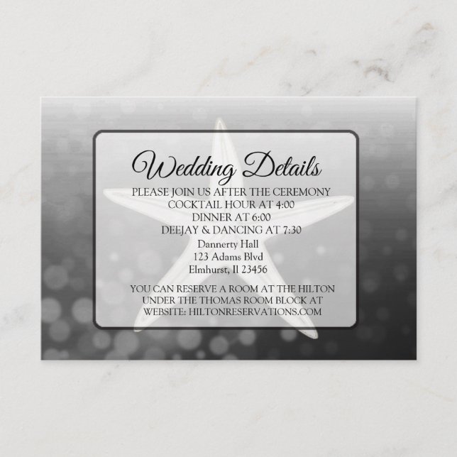 Tarjeta de detalles del Boda Oceanan Black Starfis (Anverso)