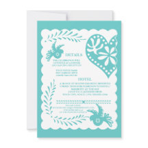 Tarjeta de detalles del Boda Papel Picado Mexicano